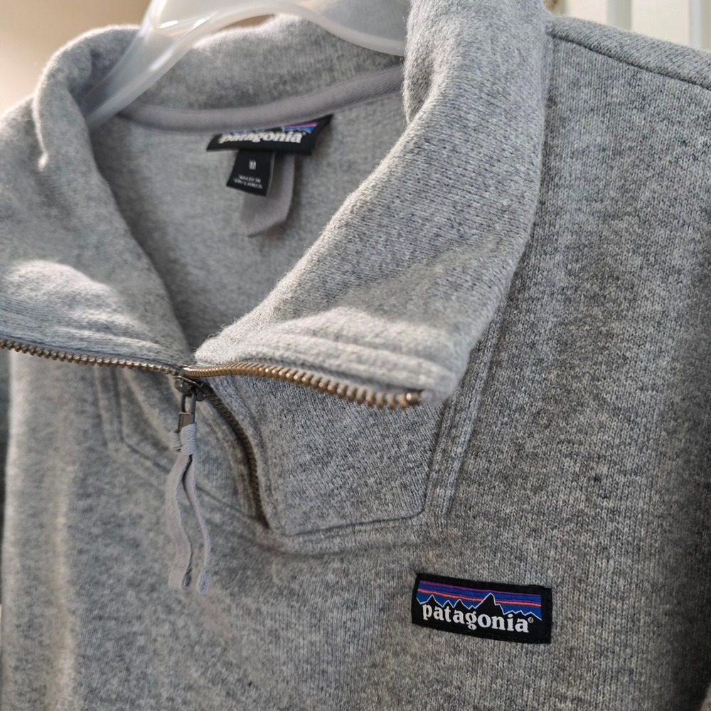 Patagonia Better Sweater 1/4 Zip Pullover Heathered Grey Recycled Wool Blend M